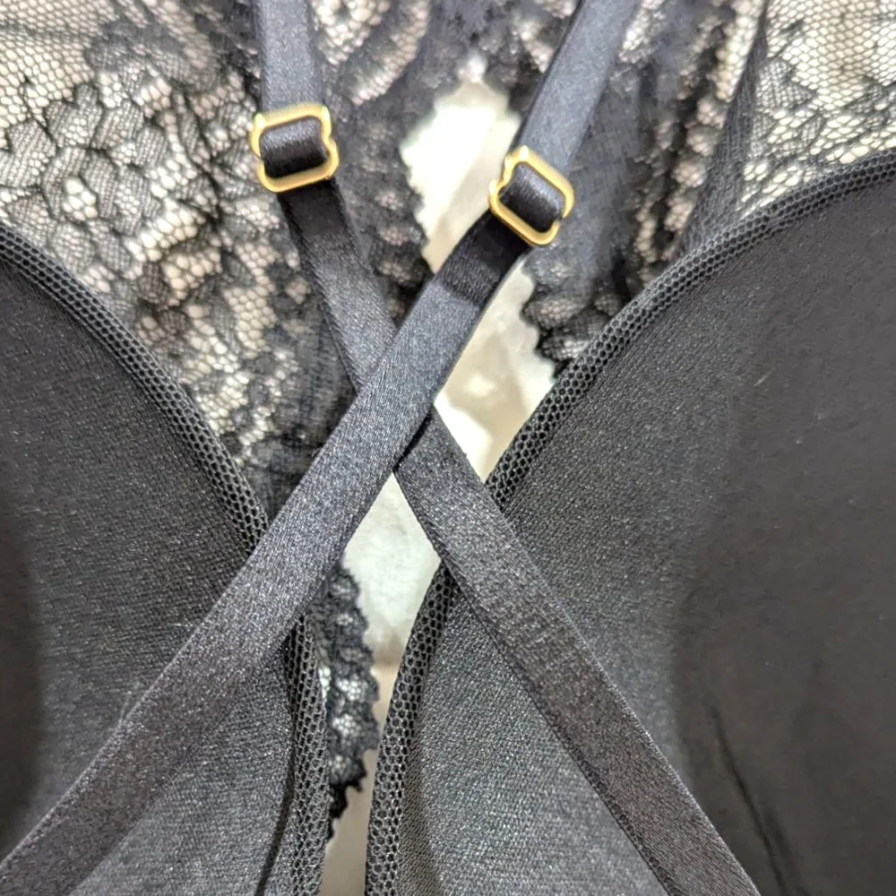 NWT Auden Black Chemise And Thong, lace, Push-up, Strappy, Size Medium - Picture 13 of 16